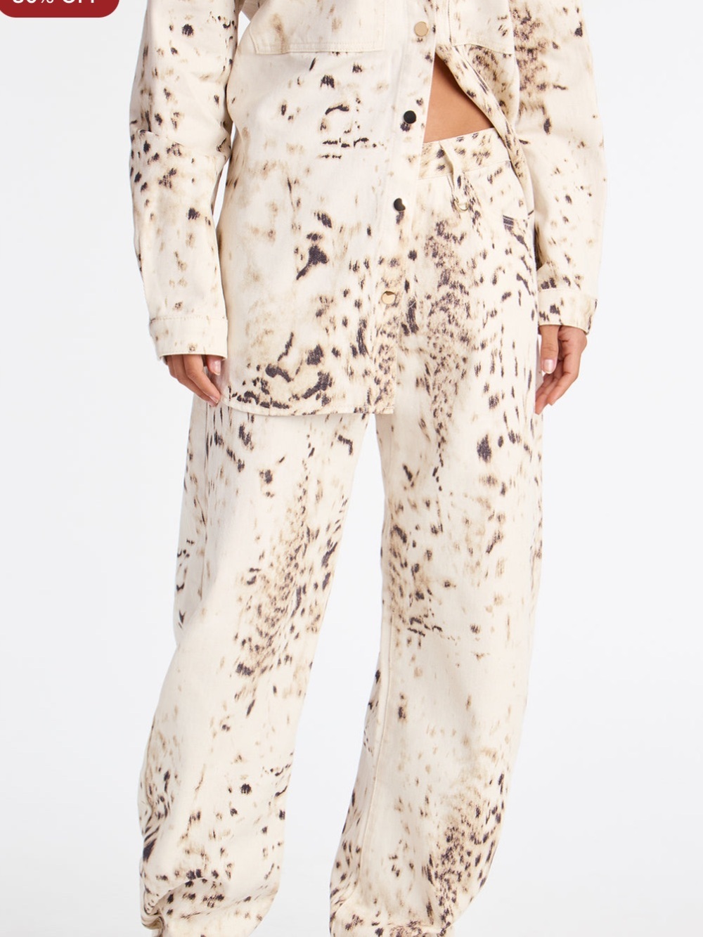 Ocotillo Printed Barrel Leg Jeans - Cream/Combo